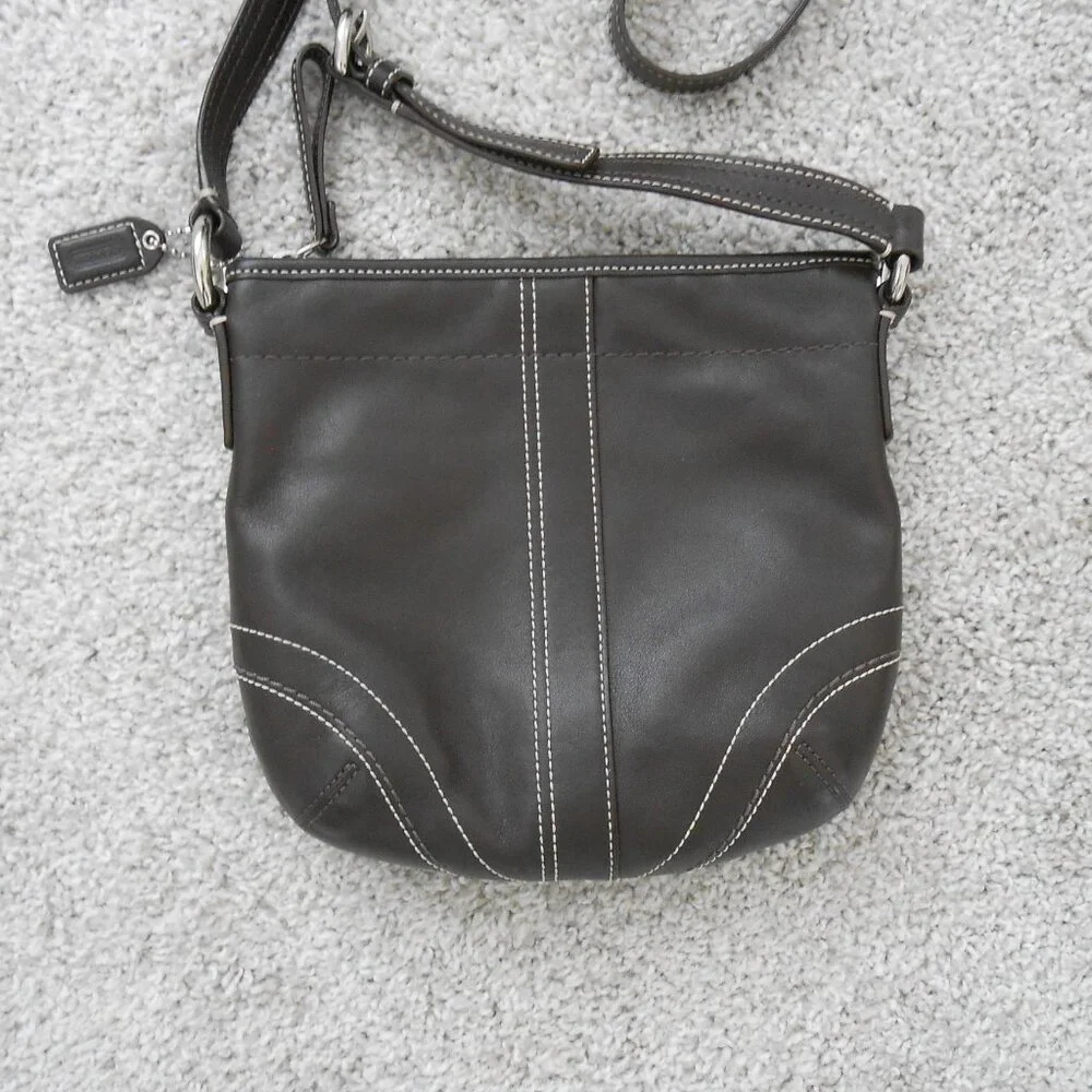 Coach Black Crossbody Bag with White Stitching